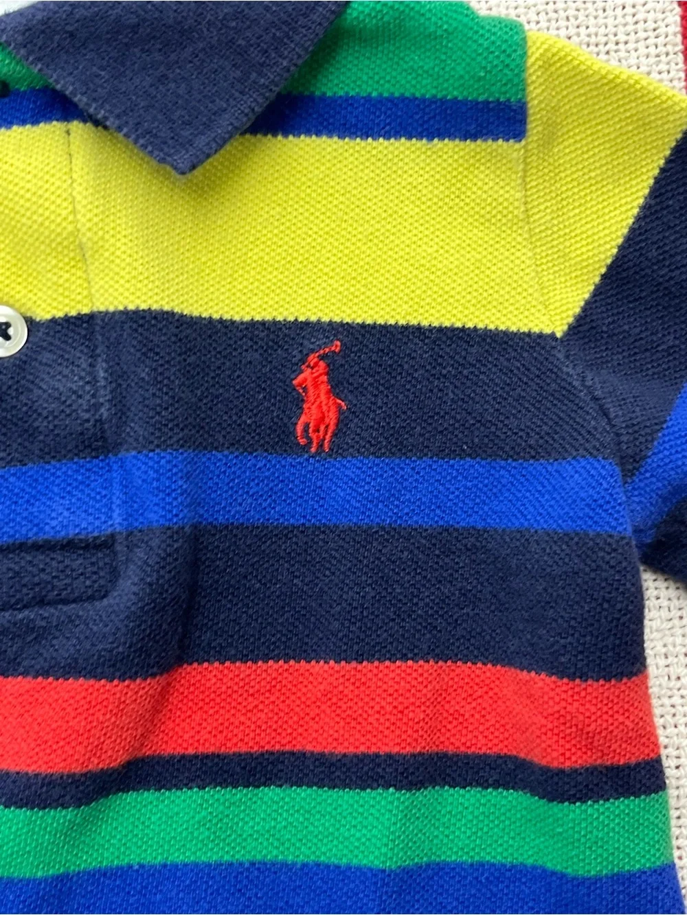 Ralph Lauren Boys Navy, Yellow, Blue & Green Striped Polo Boys Size 24 Months
